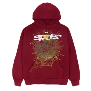 Sp5der Logo Print Maroon Hoodie